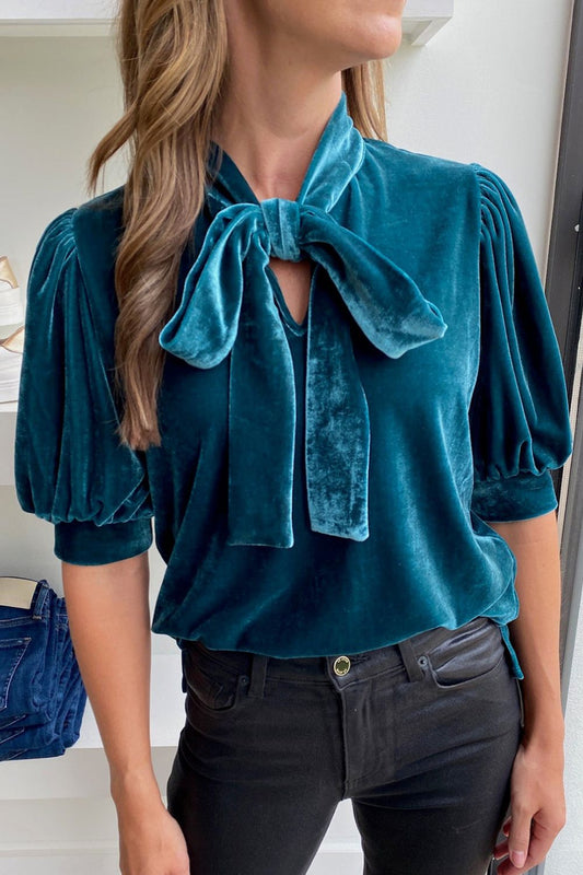 Tie Neck Half Sleeve Blouse