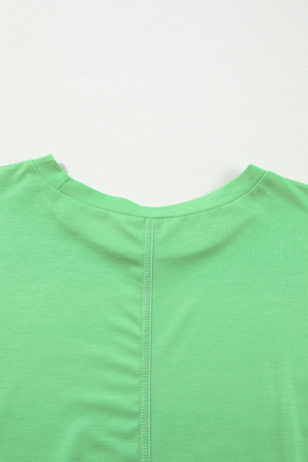 Light Green Colorblock Drop Sleeve Round Neck Top